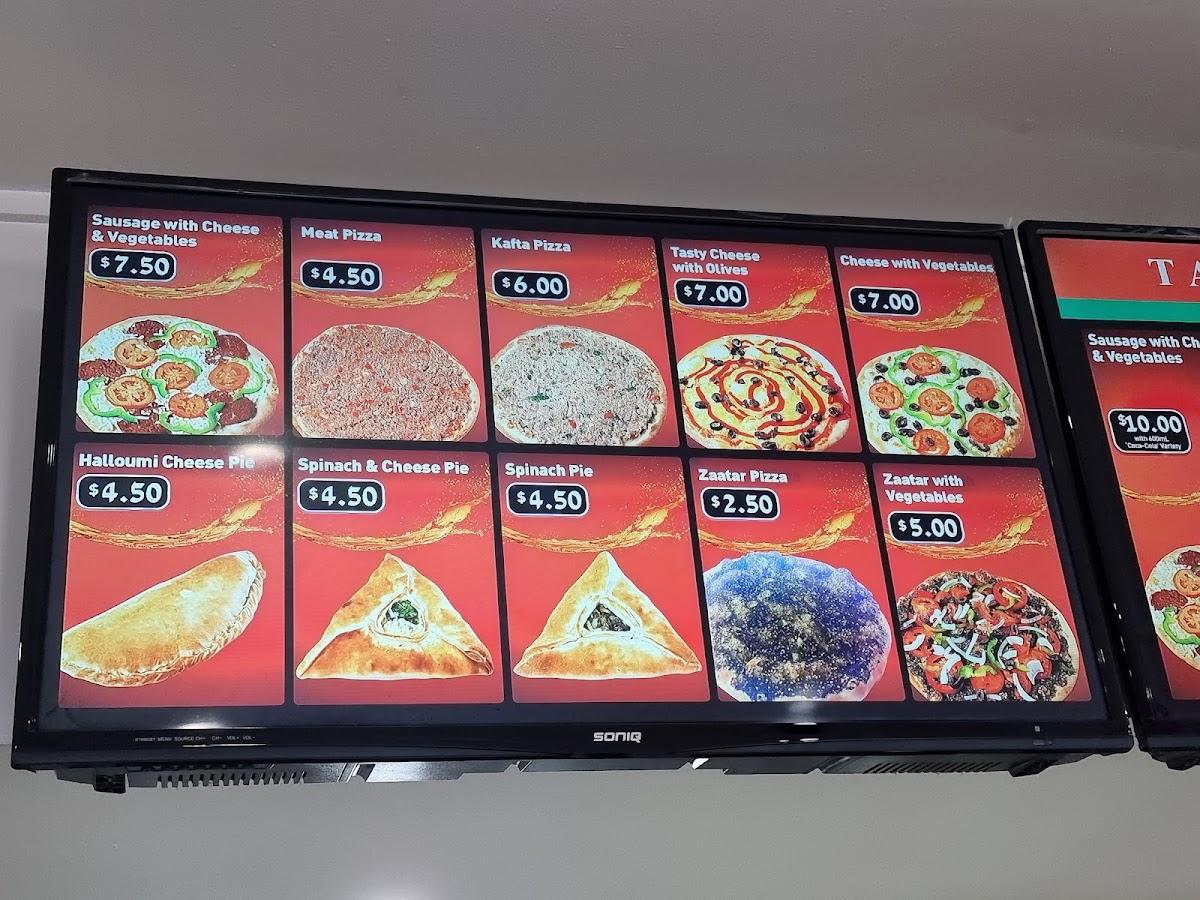 Menu at Tabet's bakery, Gladstone Park