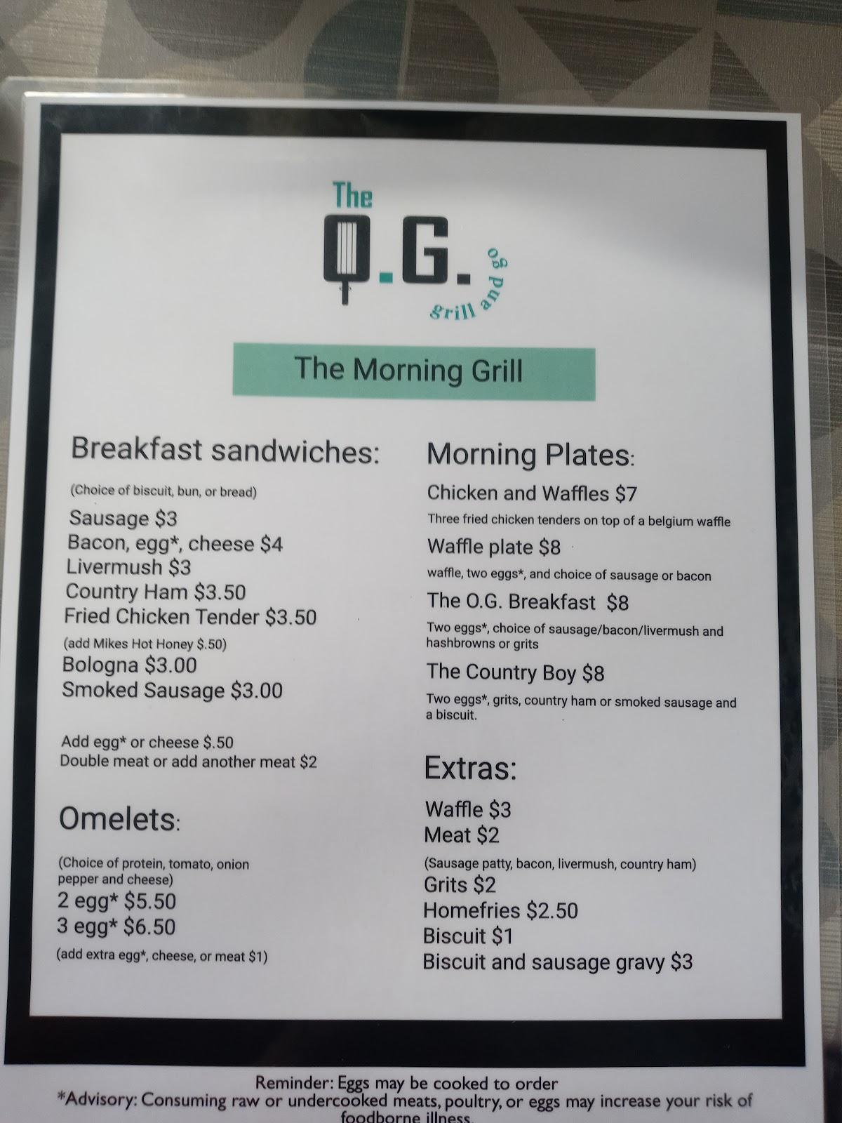 Menu at Graham's Grocery & Grill restaurant, Salisbury