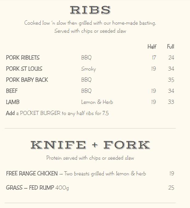 Menu at Ribs & Burgers Chatswood steakhouse, Chatswood