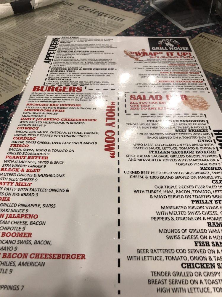 Menu at Broncho Grill House & Bar, Torrington