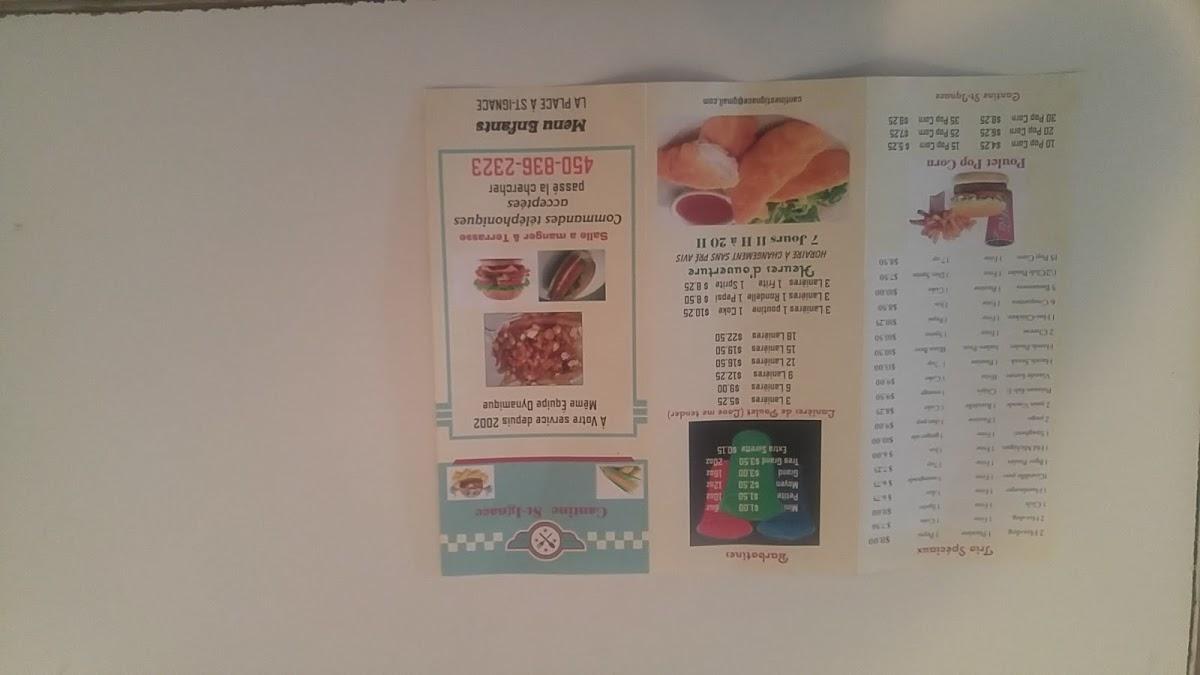 Menu at Casse Croute StIgnace restaurant, SaintIgnacedeLoyola