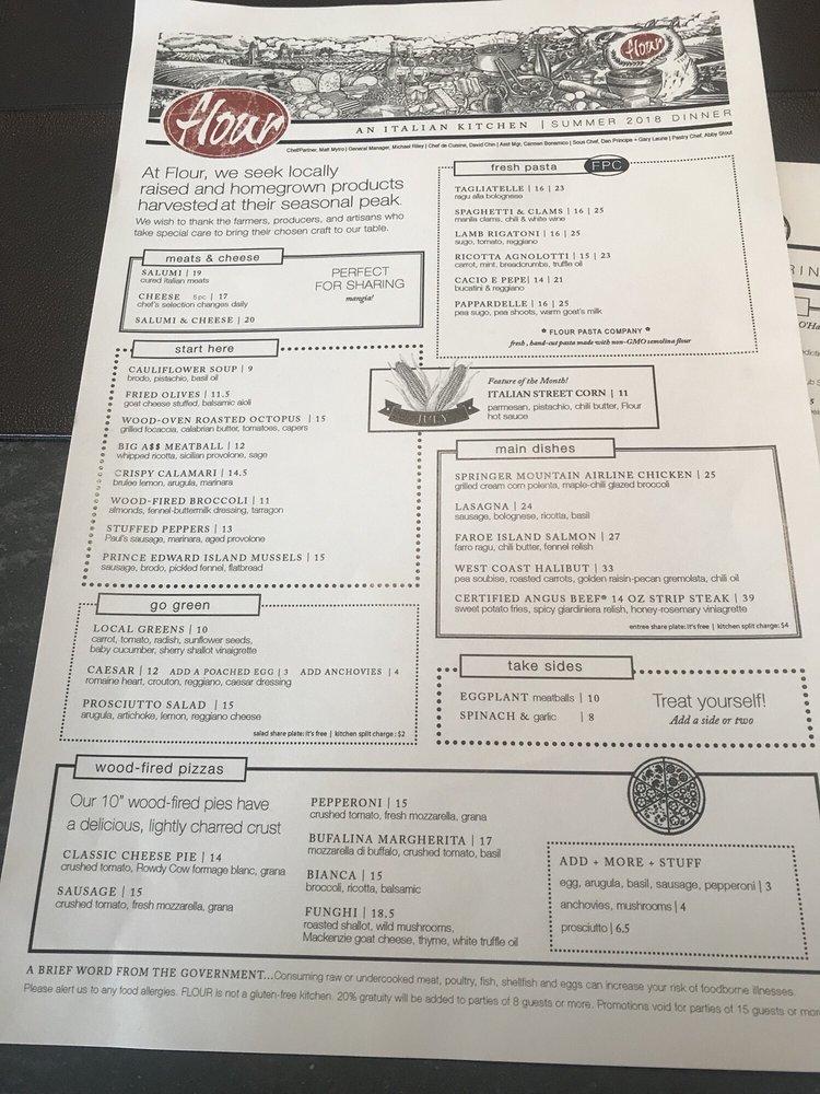 Menu at Flour Restaurant, Moreland Hills