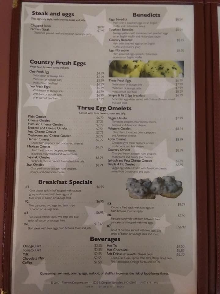 Menu at Star 34 Family Restaurant, Sandwich