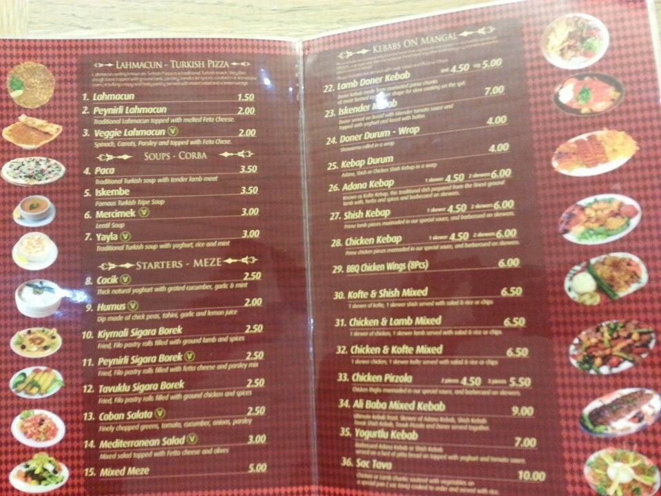 Menu at Ali Baba restaurant, Bournemouth, 62 Charminster Rd
