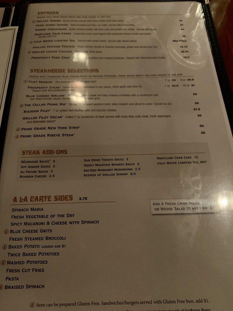 Menu at The Original Copper Cellar Restaurant, Knoxville, Cumberland Ave