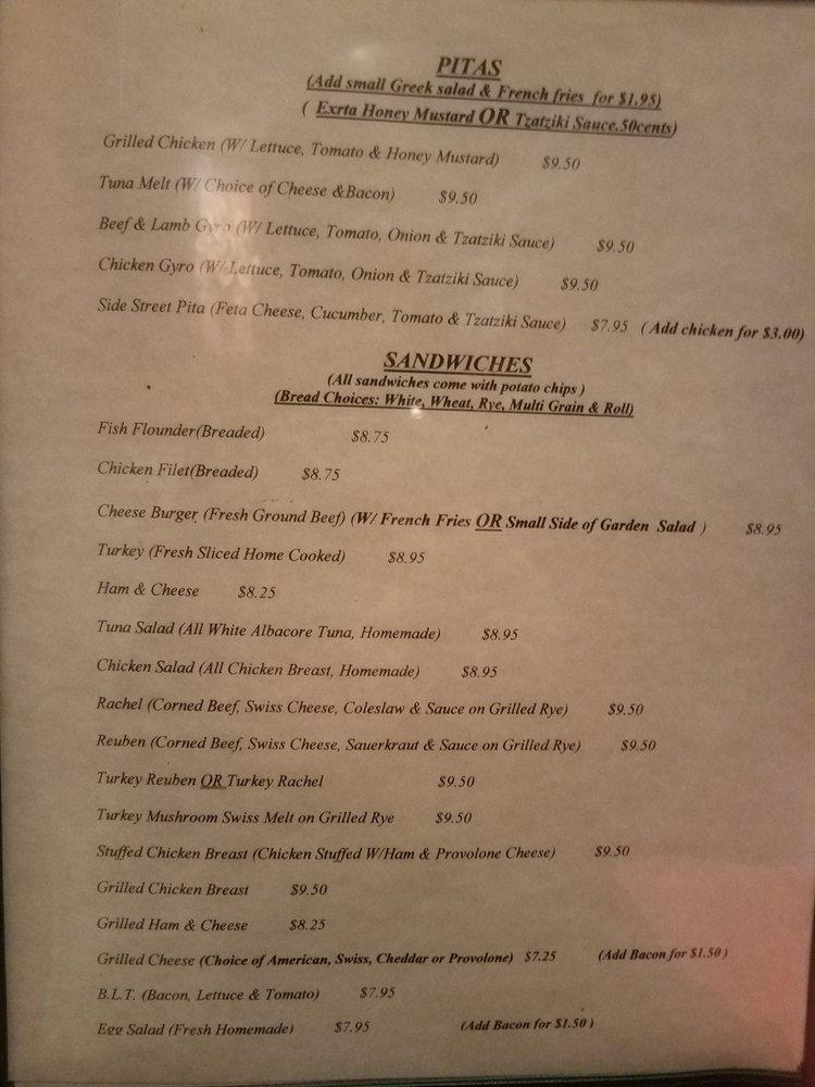 Menu at Side Street Cafe Restaurant, Cockeysville