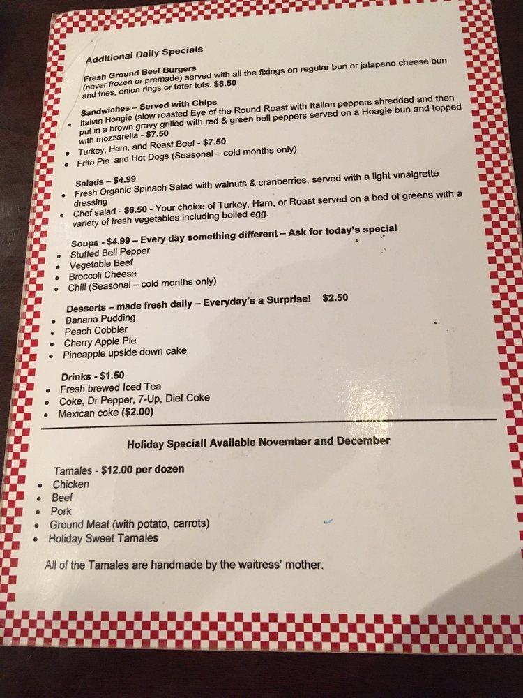 Menu at Jessie's Country Cooking restaurant, Houston