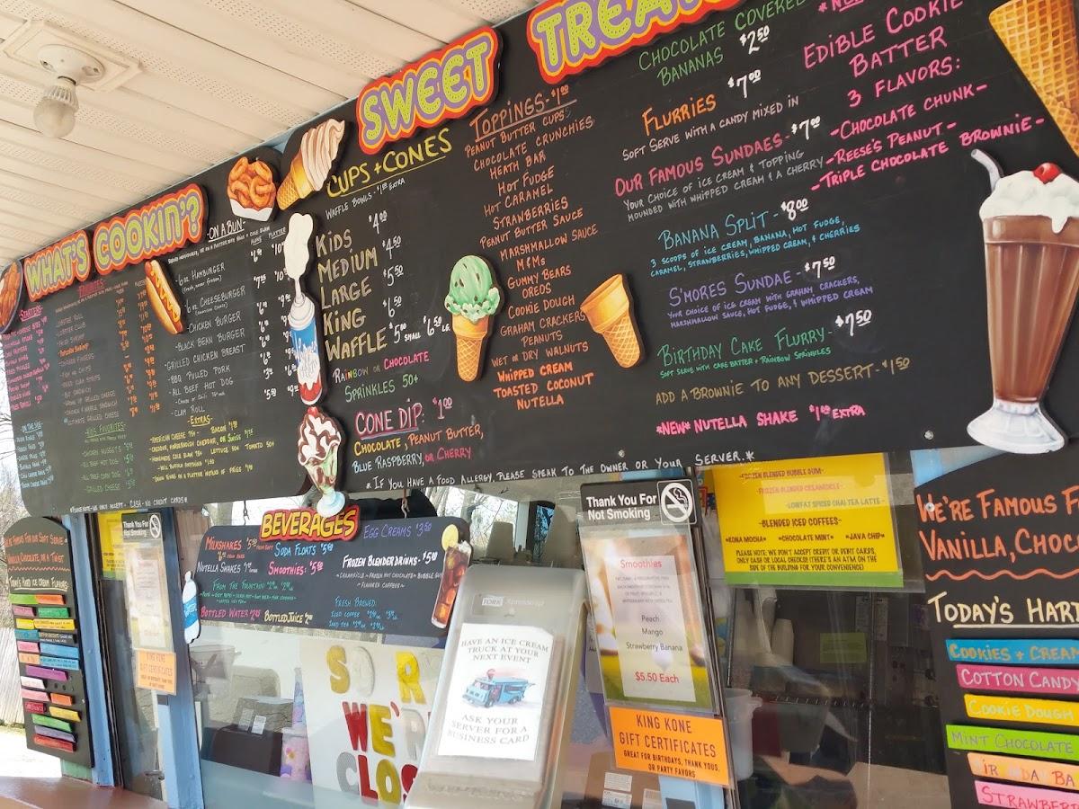 Menu at King Kone fast food, Katonah, 109 NY100