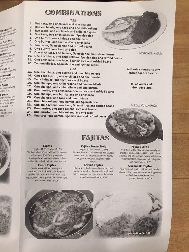 Menu at La Pinata restaurant, Meridian