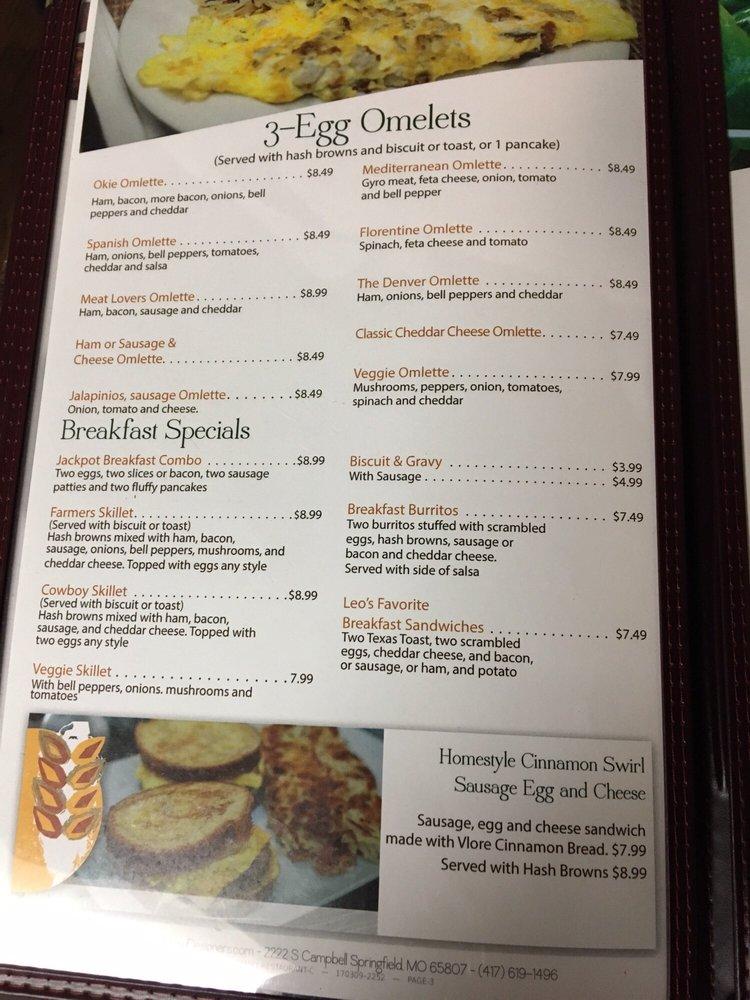 Menu at Mead Family Restaurant, USA, US70