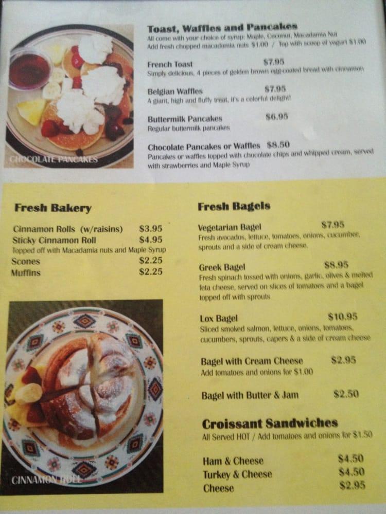 Menu at Sunrise Cafe, Lahaina