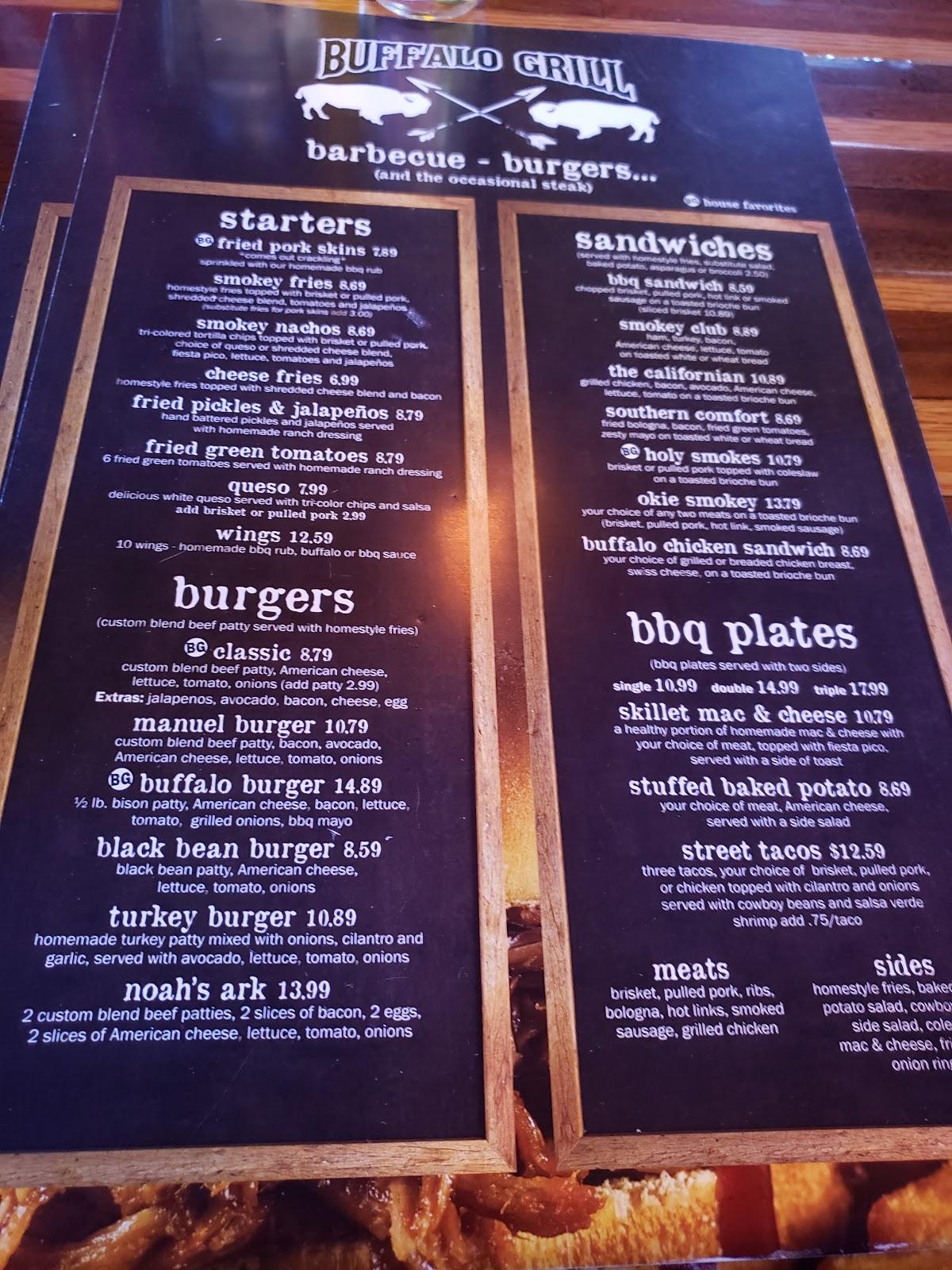 Menu at Buffalo Grill, LLC Hochatown BBQ, Broken Bow