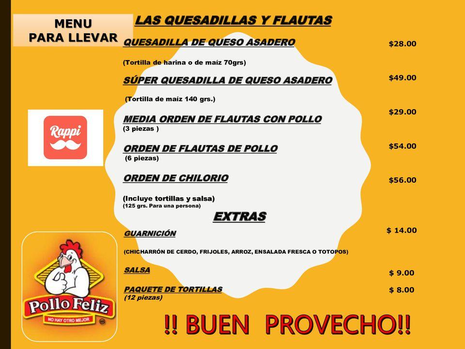 Pollo Feliz restaurant, Toluca, Av. Miguel Hidalgo Ote. 1317 - Restaurant  menu and reviews