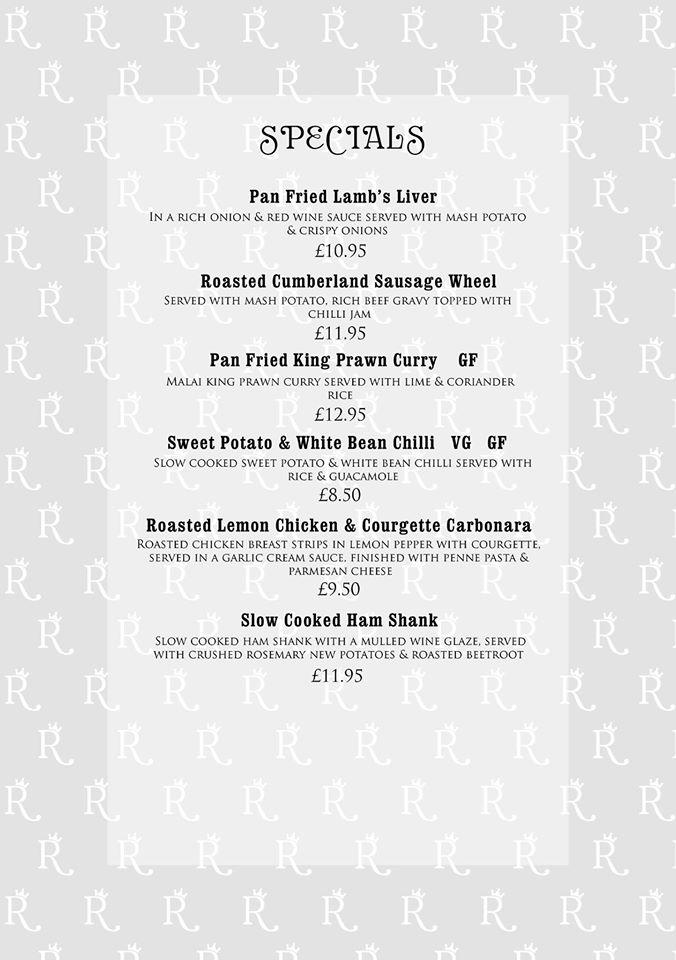 Menu at The Royal pub & bar, Low Moor, 5 Wooller Rd