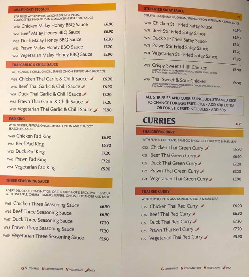 Menu at The Thaikitchen restaurant, Enniskillen, 52 Belmore St