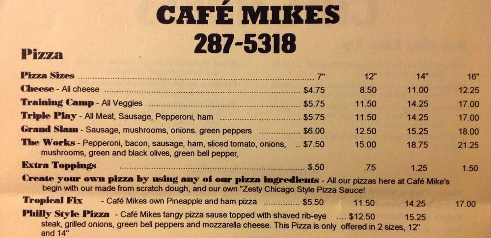 Menu at Cafe Mikes, Corinth, 301 N Harper Rd