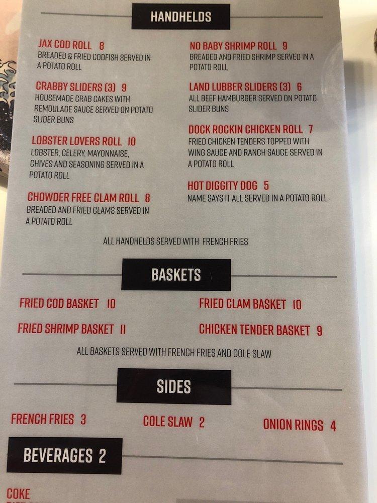 Menu at Jax Fish Fry desserts, Jacksonville
