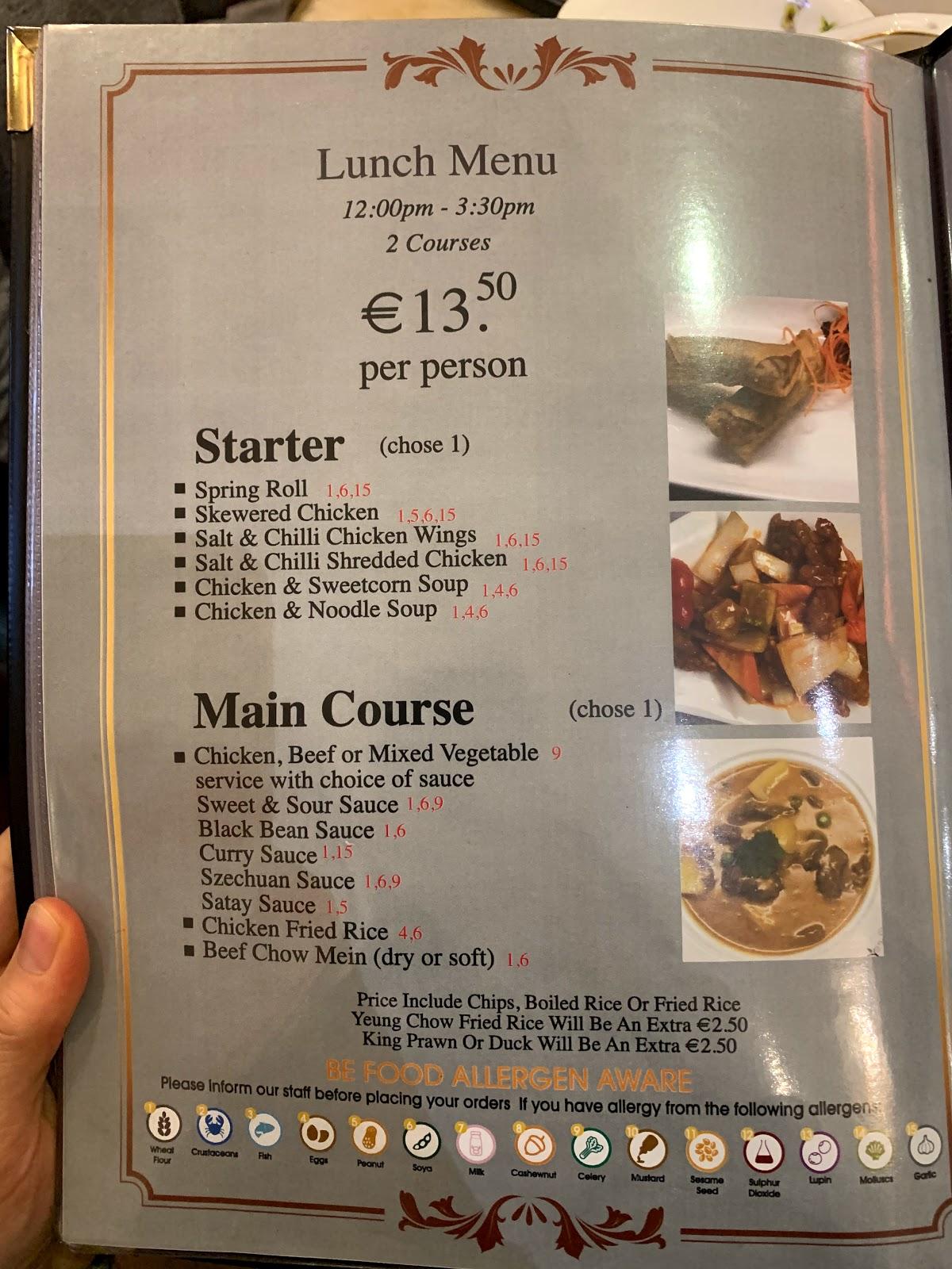 Menu At Ka Shing Chinese Restaurant Dublin