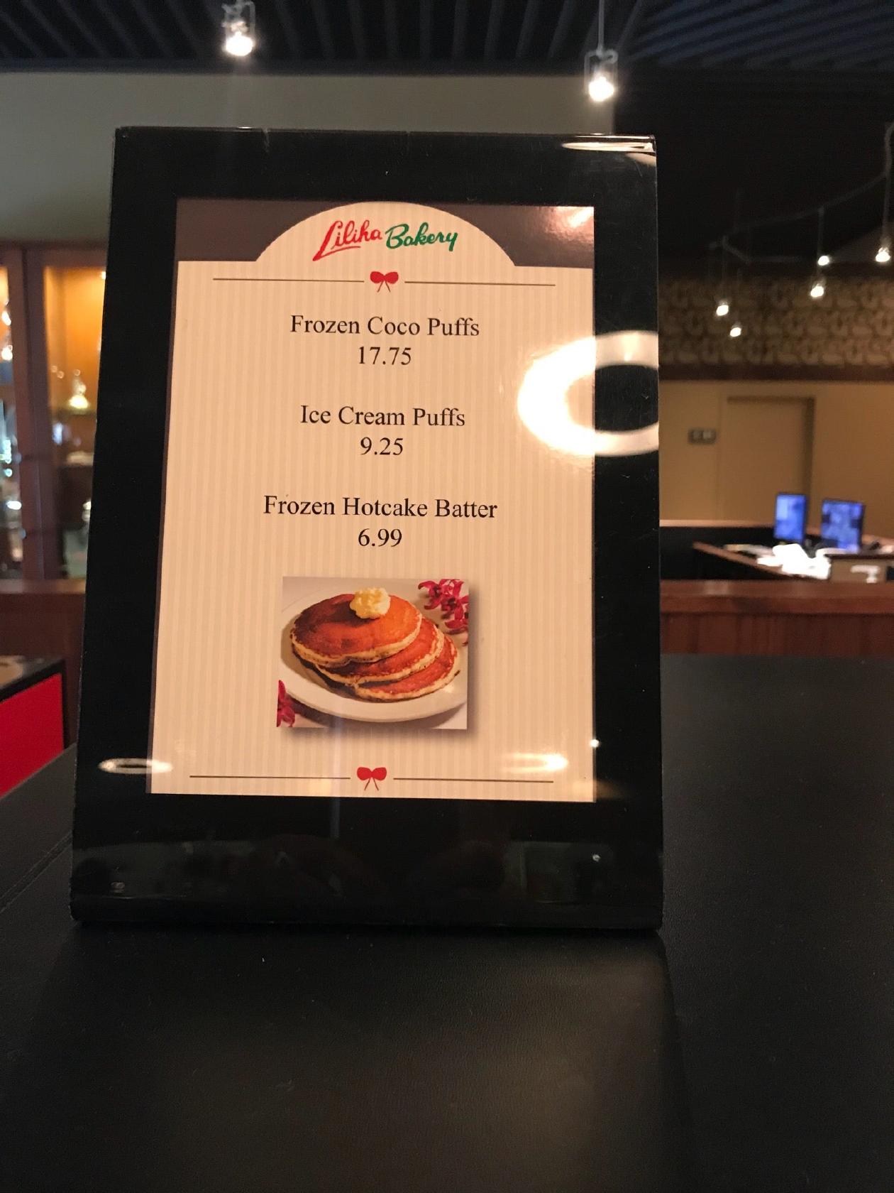 Menu at Liliha Bakery, Honolulu, 580 N Nimitz Hwy