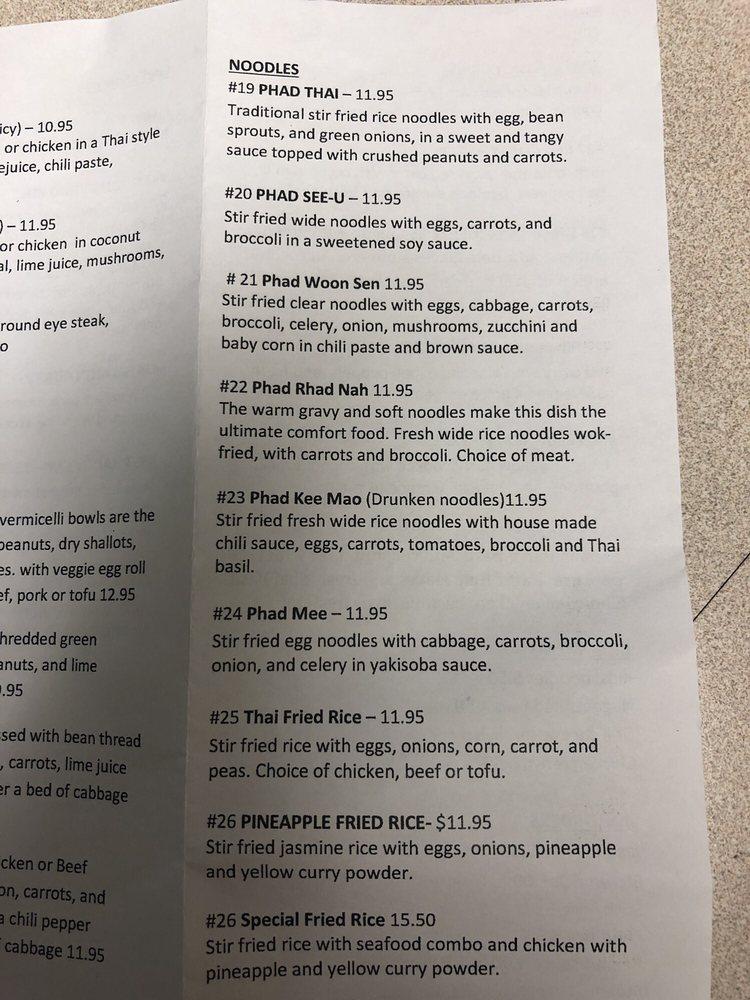 Menu at Mai Lee Thai Restaurant, East Wenatchee