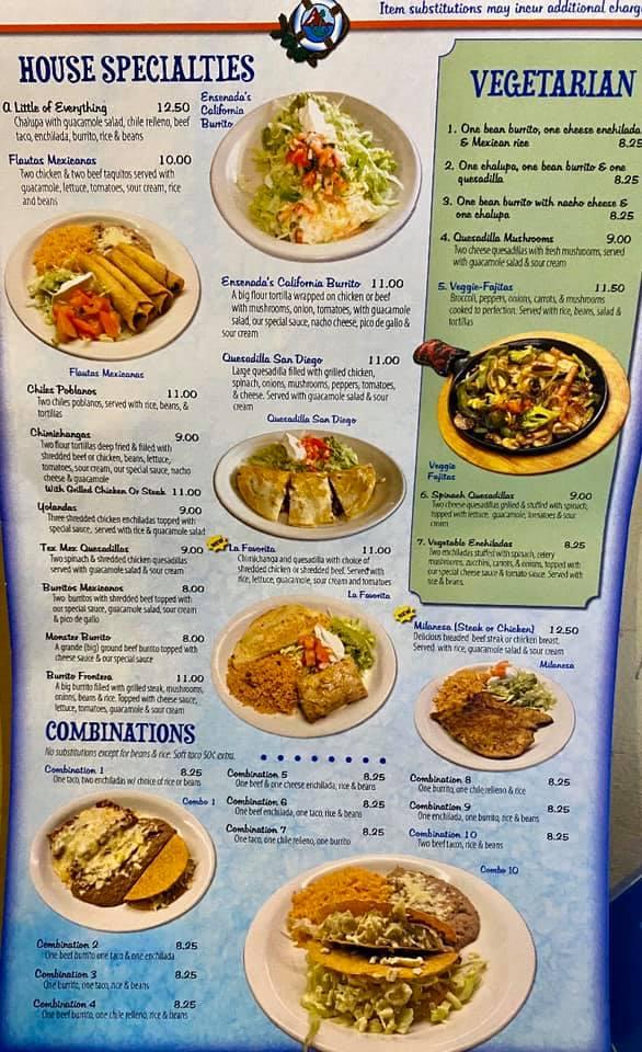 Menu at Tijuana's Grill Mexican Restaurant, Johnsonville