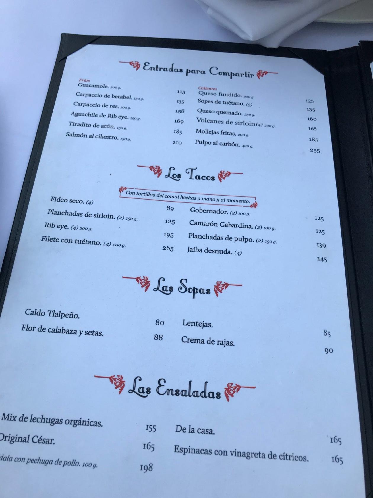 Carta de Restaurante Don Ciudad Victoria