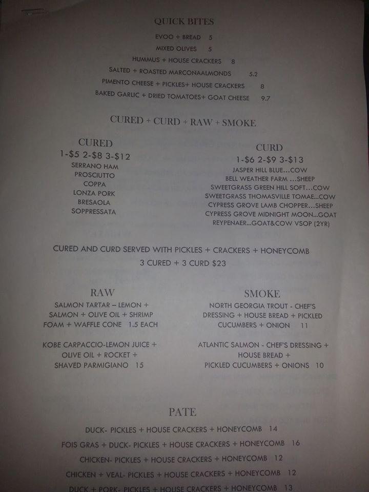Menu at JUICE by fish thymewine bar, Acworth