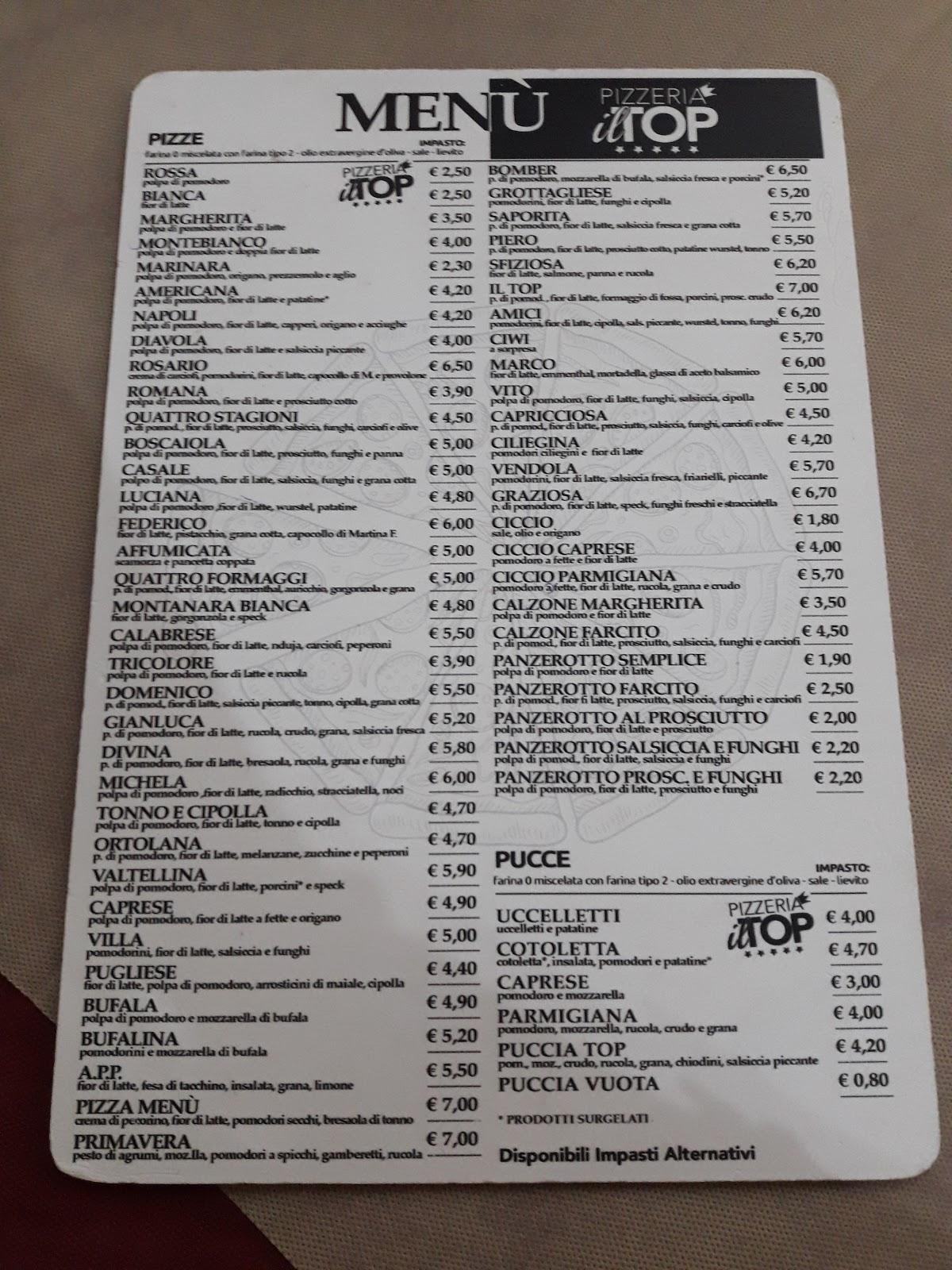 Menu di Pizzeria Il Top 