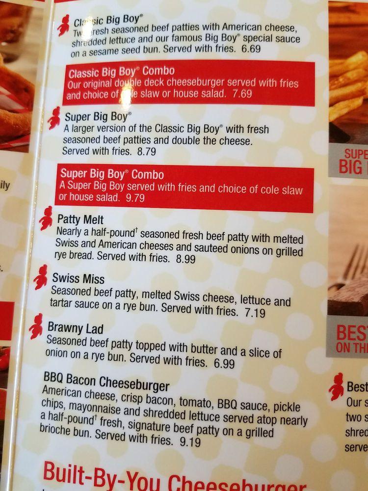 Menu at Big Boy restaurant, Valley View, Granger Rd