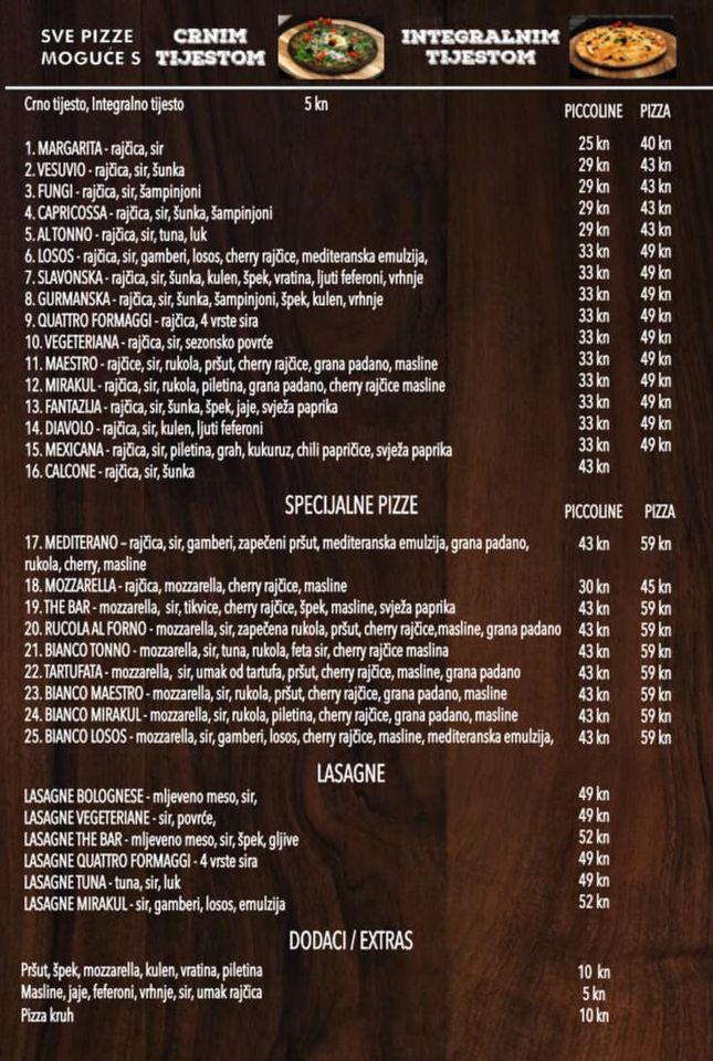 Menu di Restoran & Pizzeria The bar 