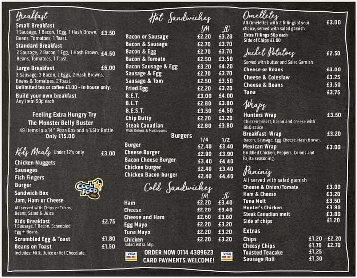 Menu at Cafe Fusion Foods, Sheffield