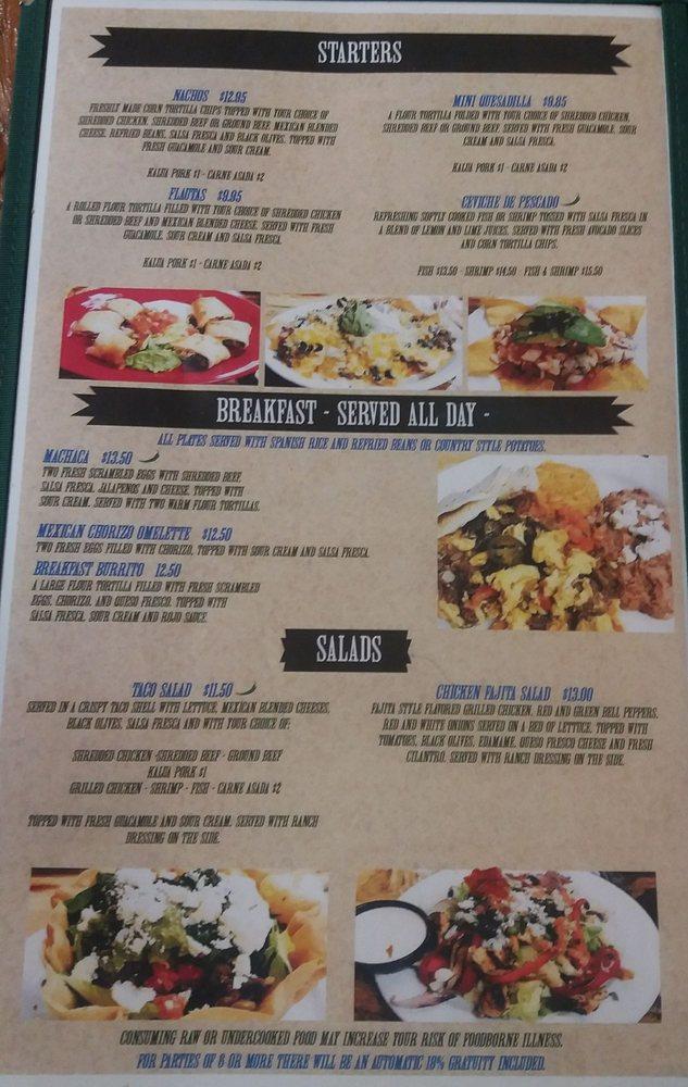 Menu at Chile Relleno restaurant, Kaneohe
