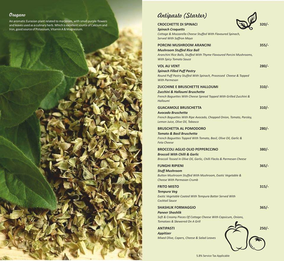 Oregano menu