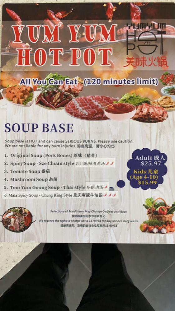 Menu at Yum Yum Hot Pot AYCE restaurant, Temple Terrace