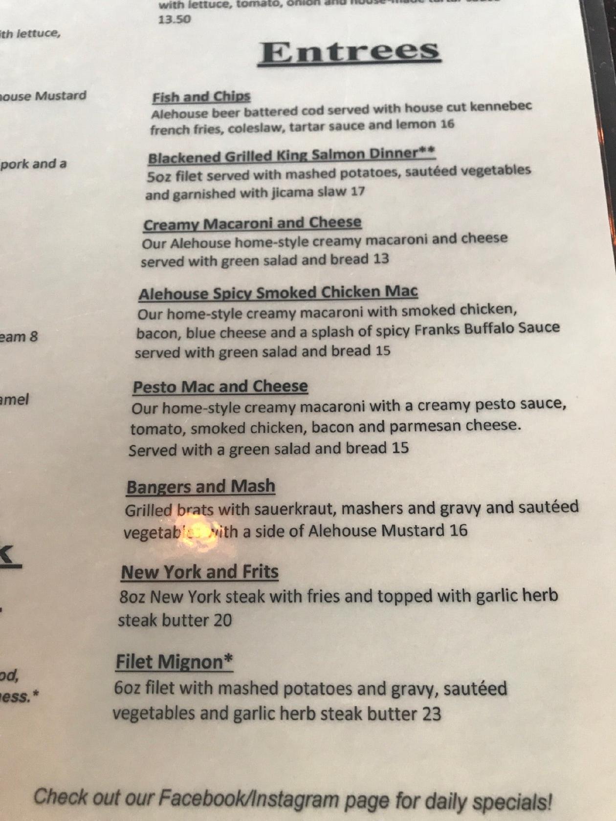 Menu at Brother Jon's Alehouse pub & bar, Bend
