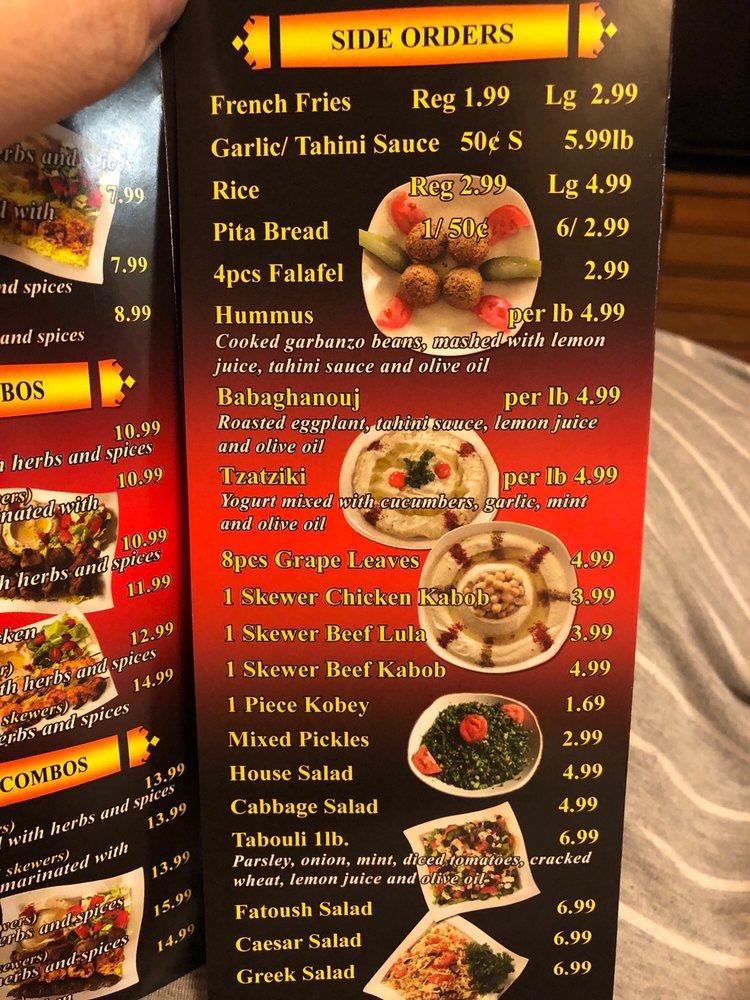 Menu at Cali's Kabob Grill restaurant, Palmdale