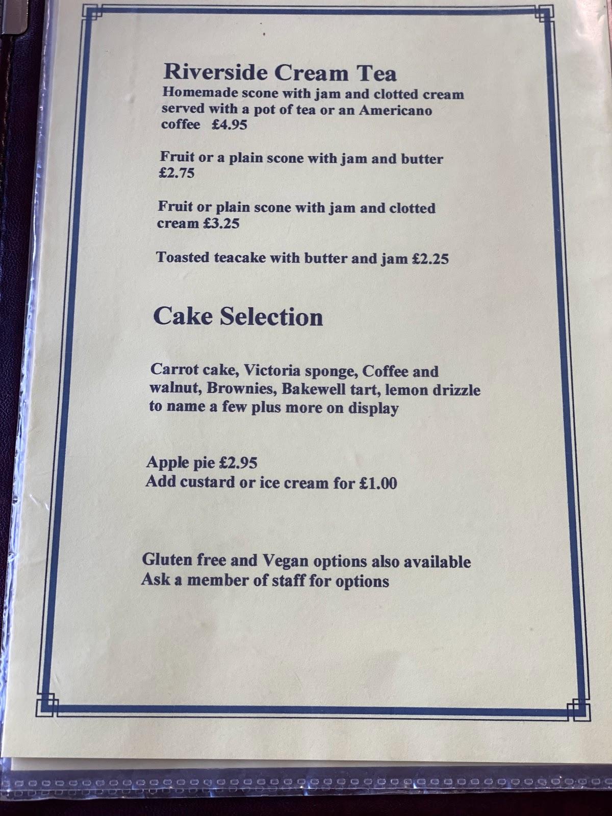 Menu at Bourton Riverside Café cafe, BourtonontheWater