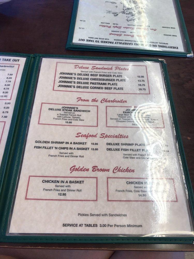 Menu at Johnnie's Pastrami restaurant, Culver City