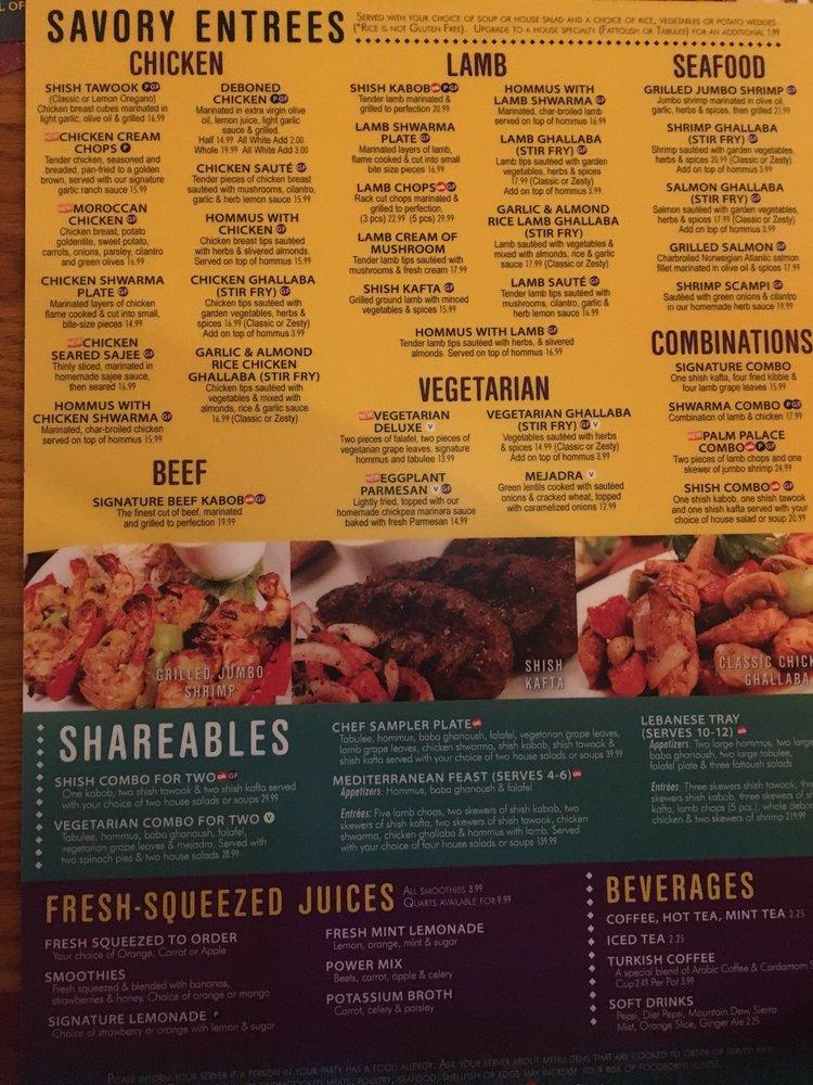 Menu at Palm Palace restaurant, Ann Arbor