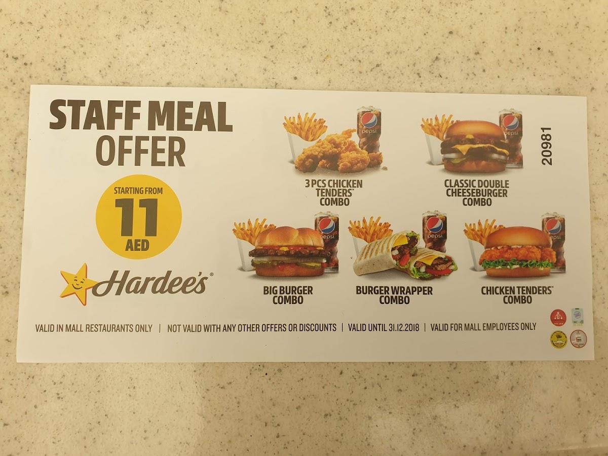 Menu At Hardees Restaurant Sharjah Sahara Centre Overpass