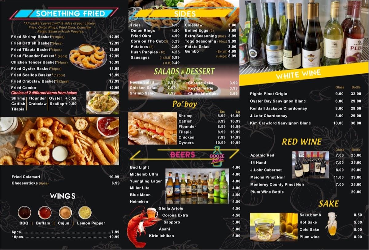 Menu at John seafood restaurant, Pensacola