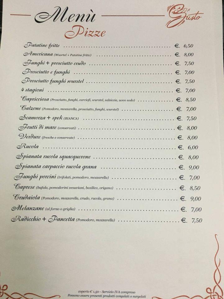 Menu di Da Gusto Ristorante Pizzeria 