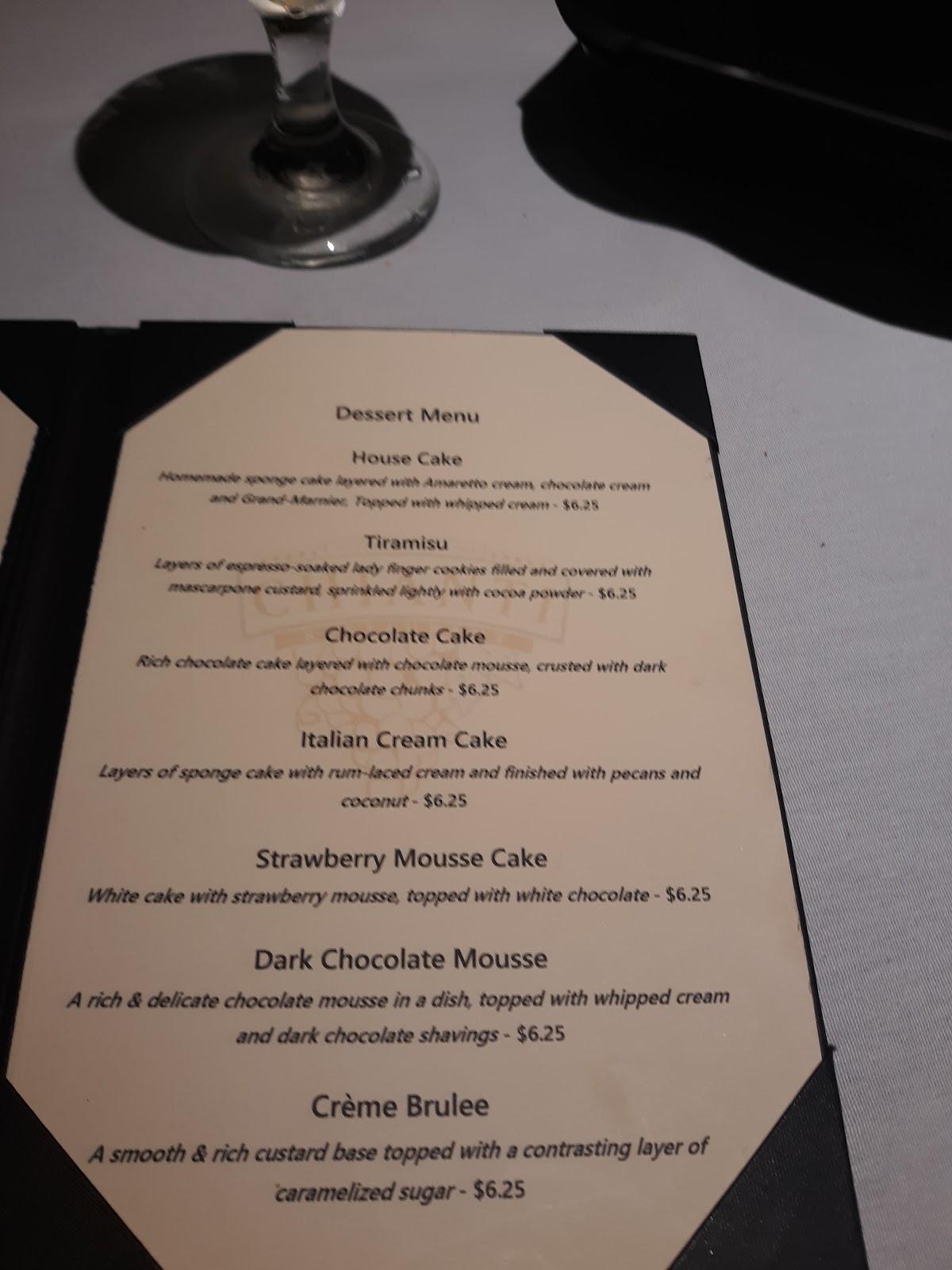 Menu at Chianti Restaurant, Shreveport