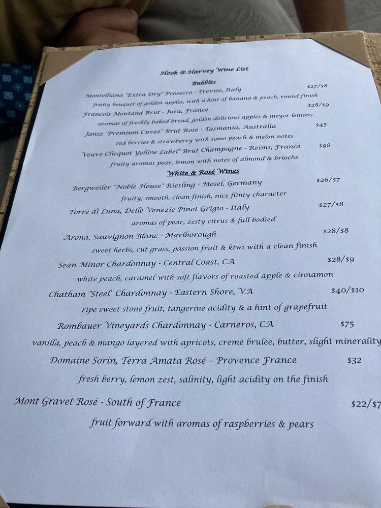 Menu at Hook Harvey a Cape Charles Bistro restaurant, Cape Charles