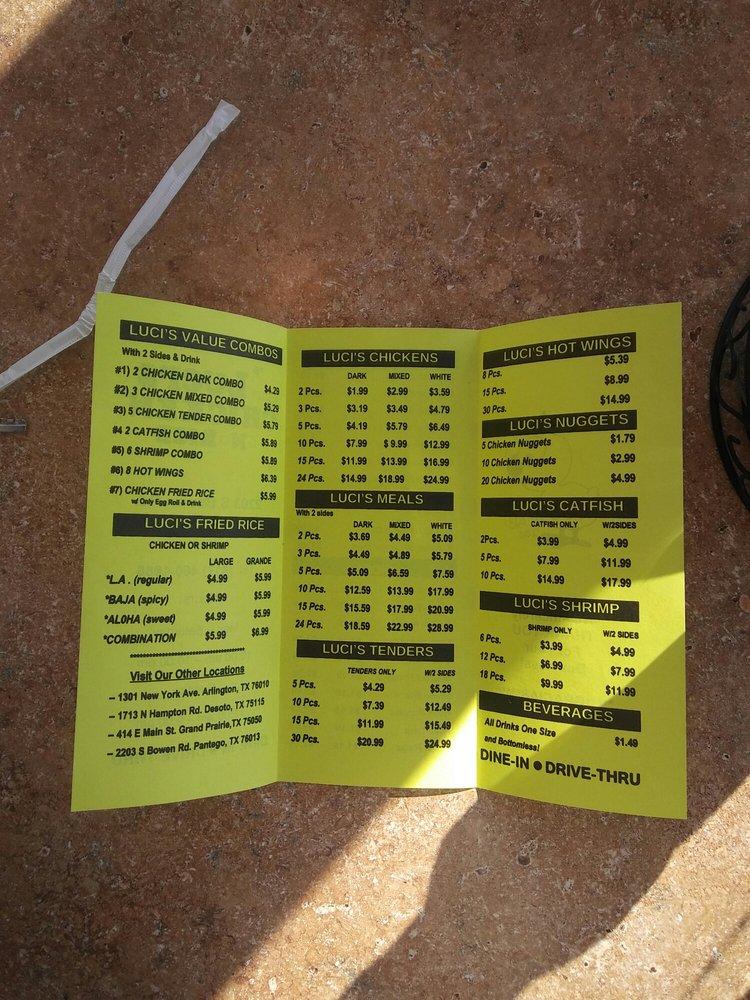 Menu at Luci's Chicken & Rice restaurant, Arlington