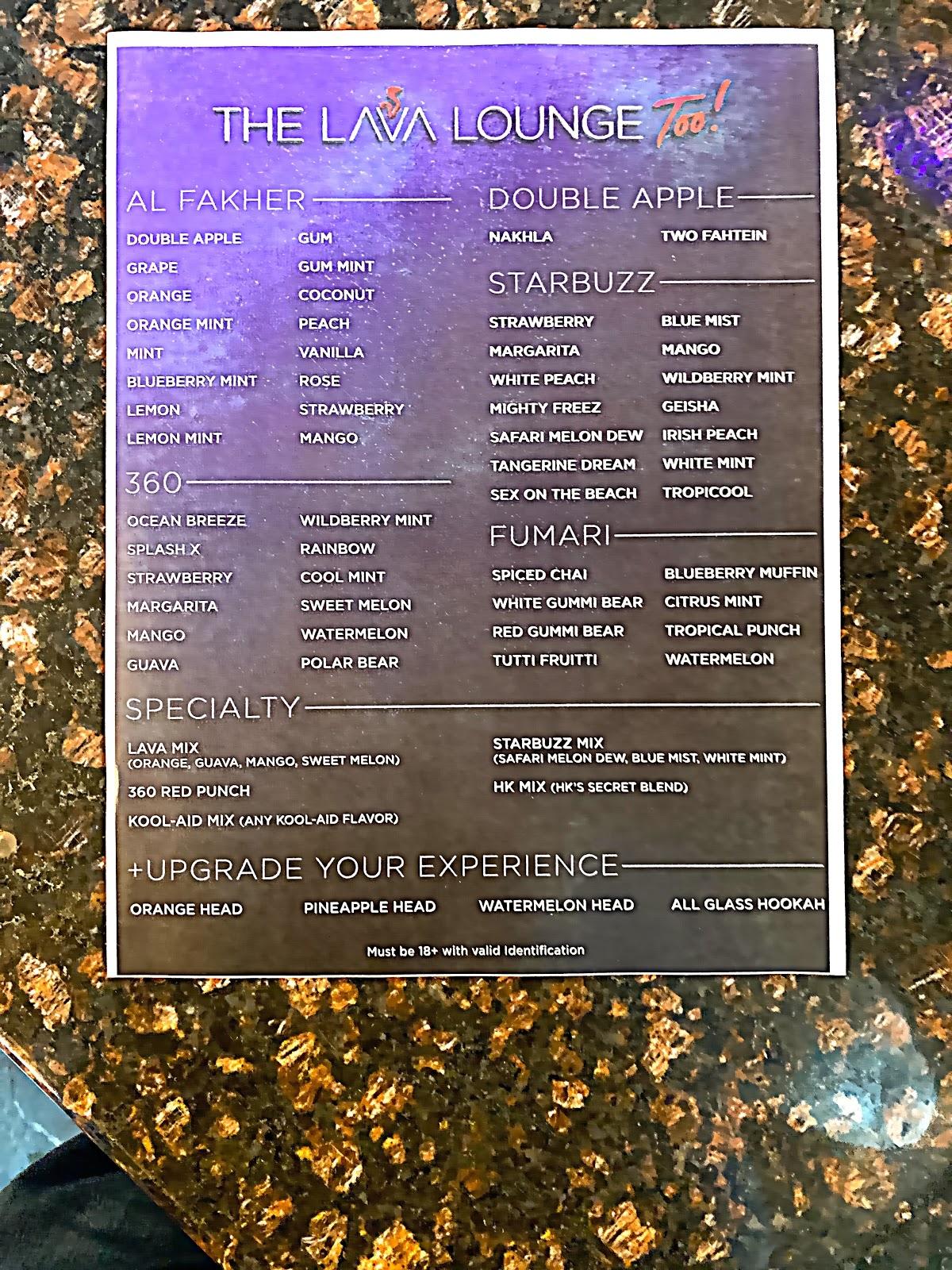 Menu at LAVA pub & bar, Dearborn Heights