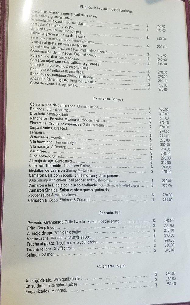 Menu at Rabelos Restaurante, Tijuana