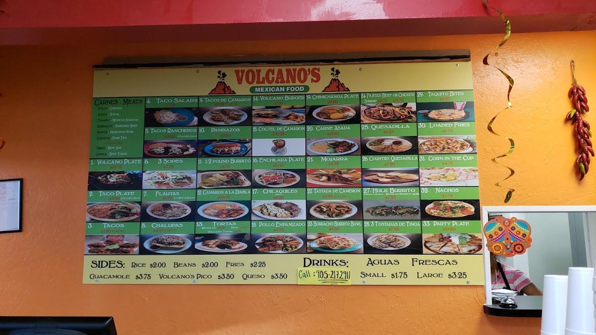 Menu at Volcano's Mexican Food restaurant, Norman