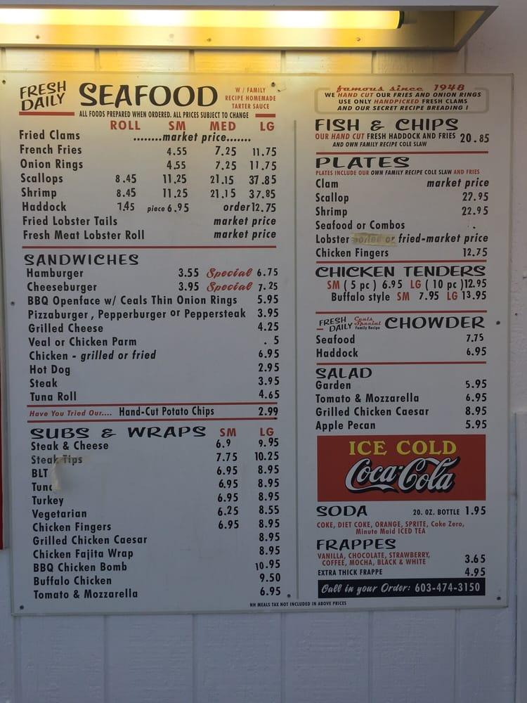 Menu At Ceal's Clam Stand Restaurant, Seabrook