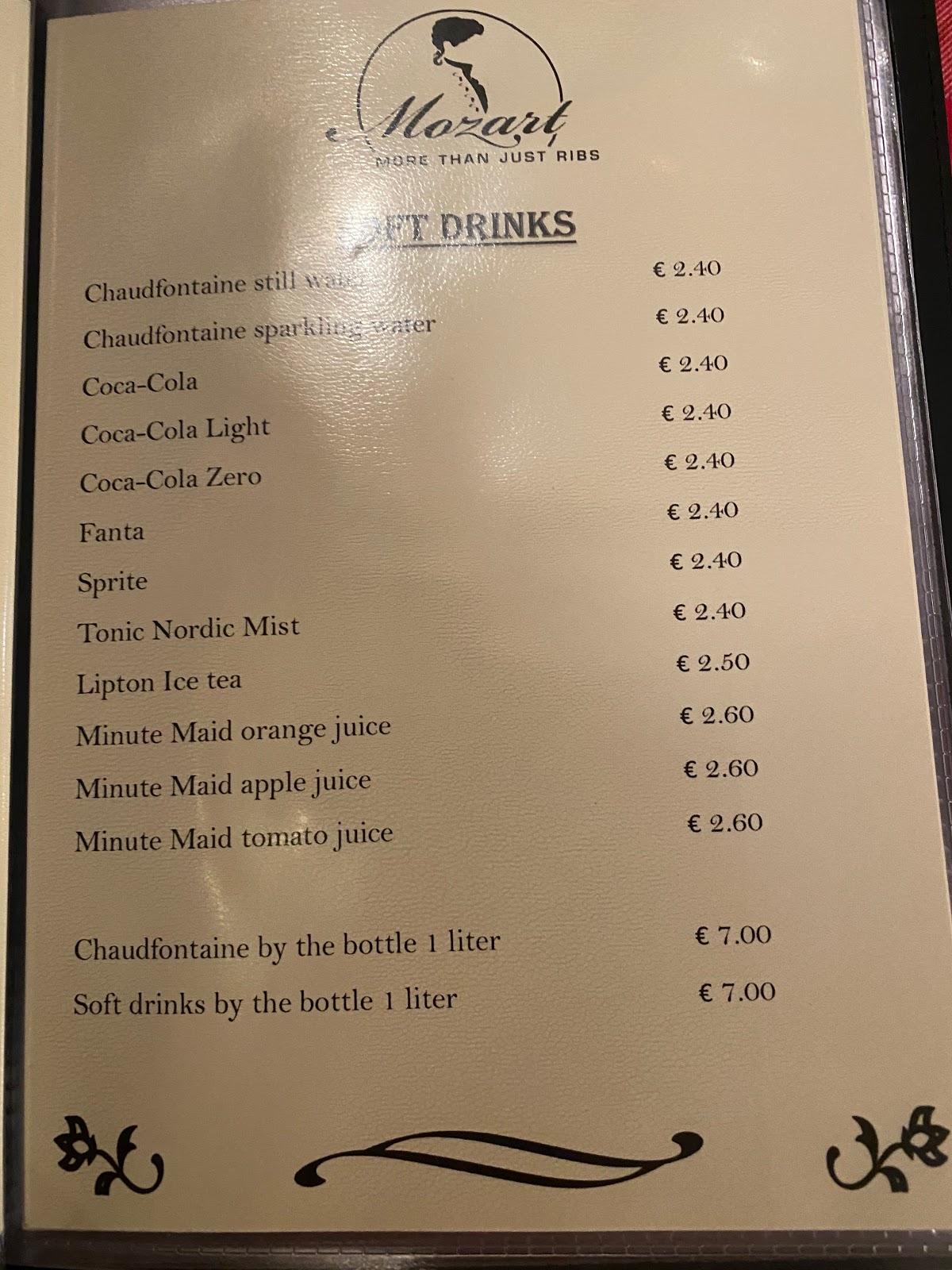 Speisekarte von Mozart, More Than Just Ribs, Brugge
